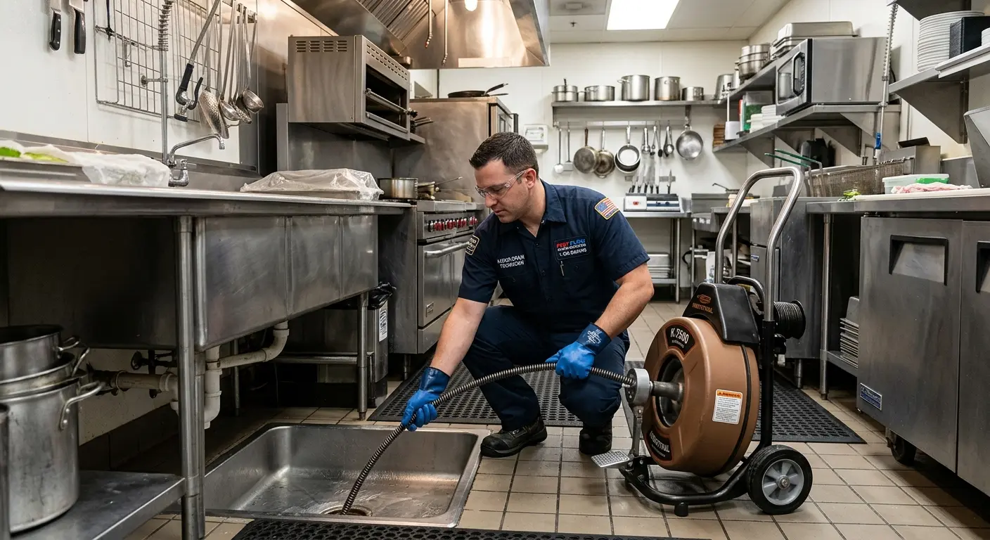 Commercial drain cleaning service in a restaurant kitchen in Shippensburg